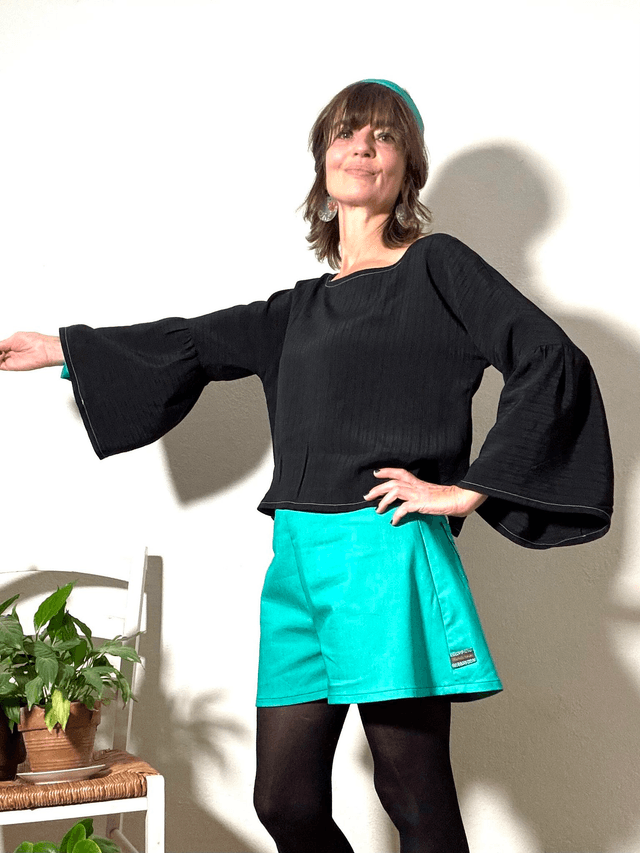 Top  Folk viscose uni noir