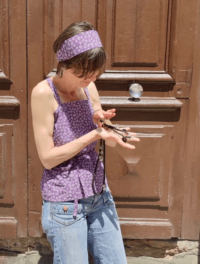 Top MiKro feuilles violet