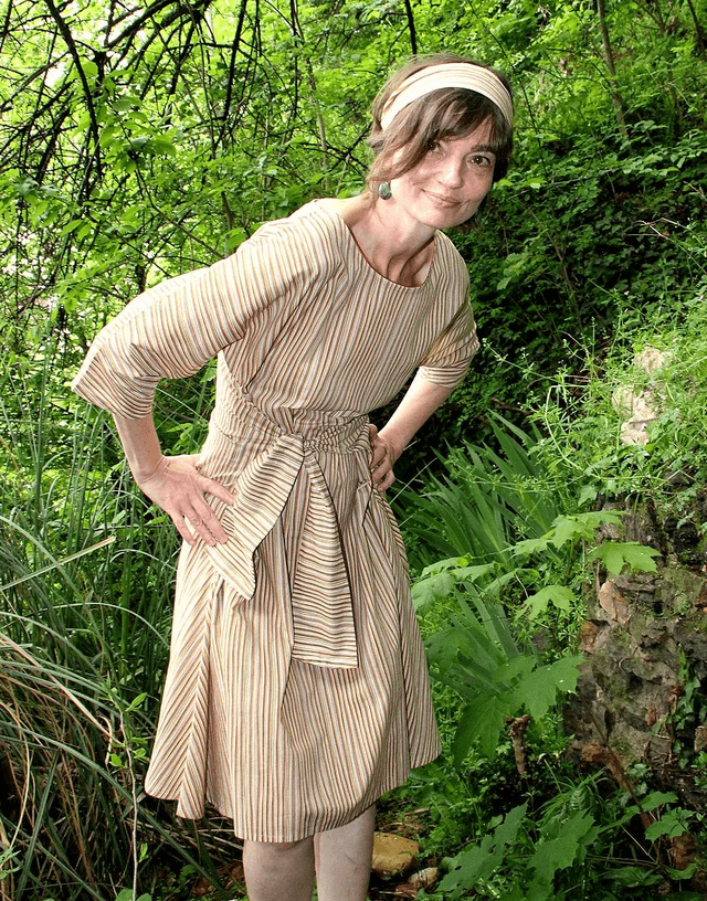 Robe MiKdo coton rayures paille
