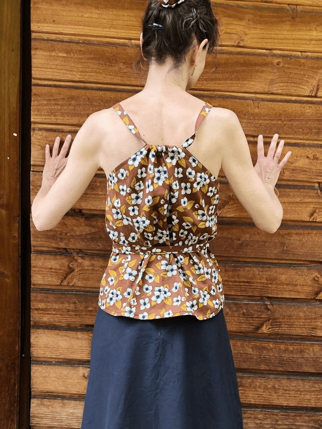 Top MiKro brun fleurs