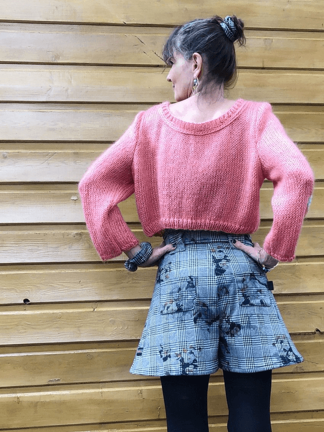 Pull mohair corail et céladon