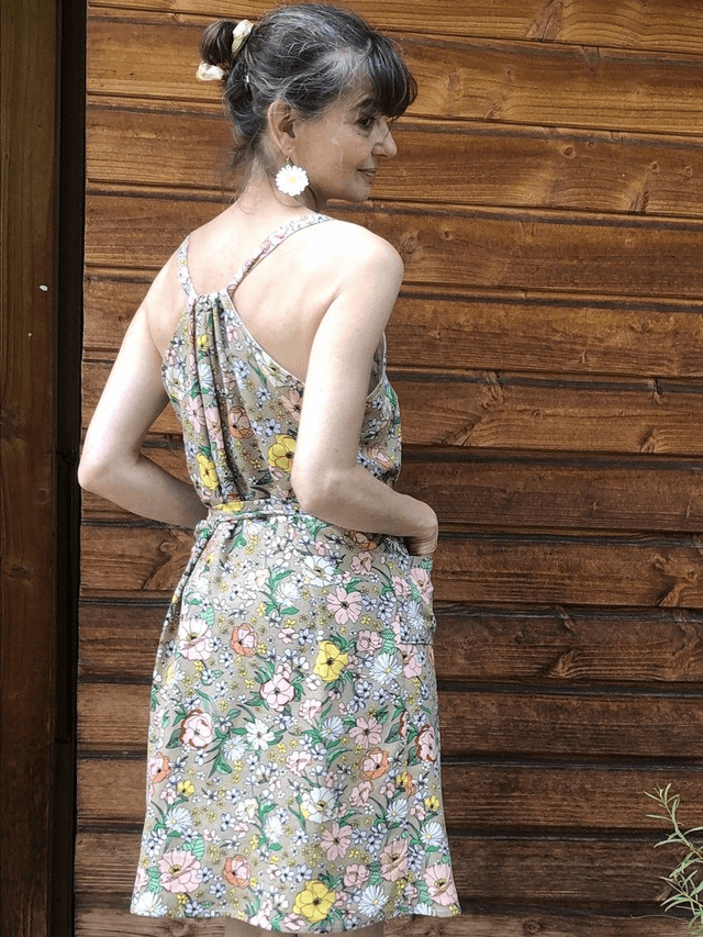 Robe Mikro lin viscose ficelle à fleurs