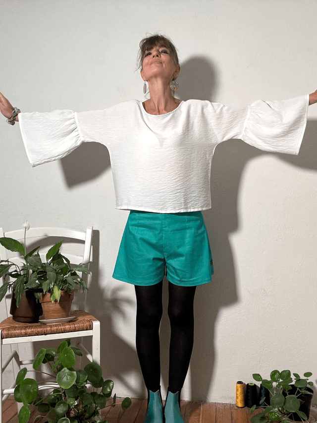 Top  Folk viscose uni blanc