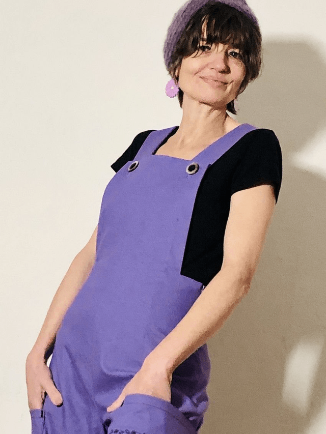 Salopette mauve à boutons  