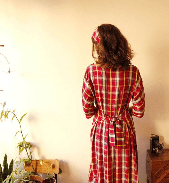  Robe Kdo viscose carreaux fuschia