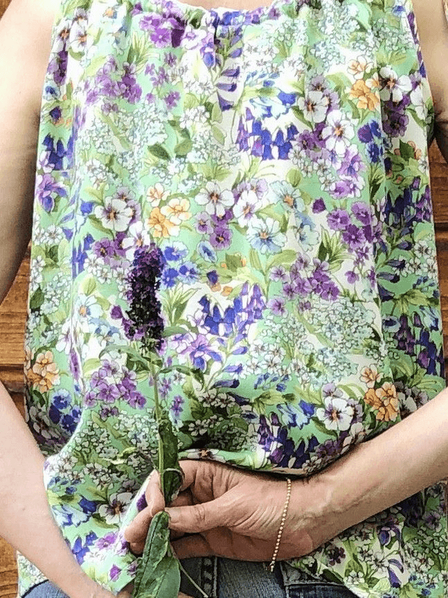 Top noué menthe fleurs