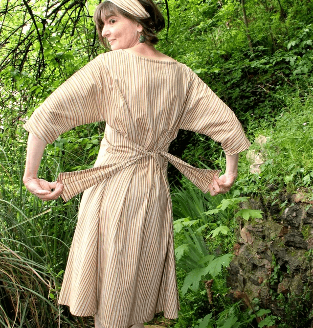 Robe MiKdo coton rayures paille