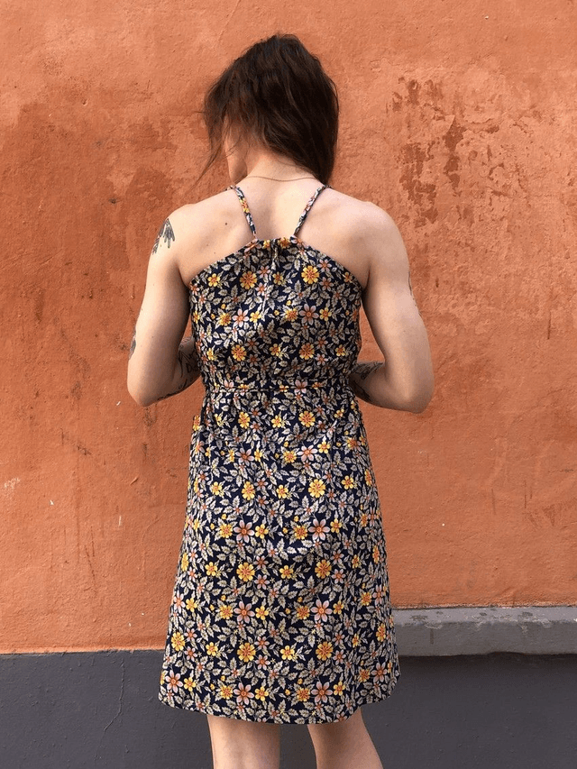 Robe Mikro marine fleurs multico