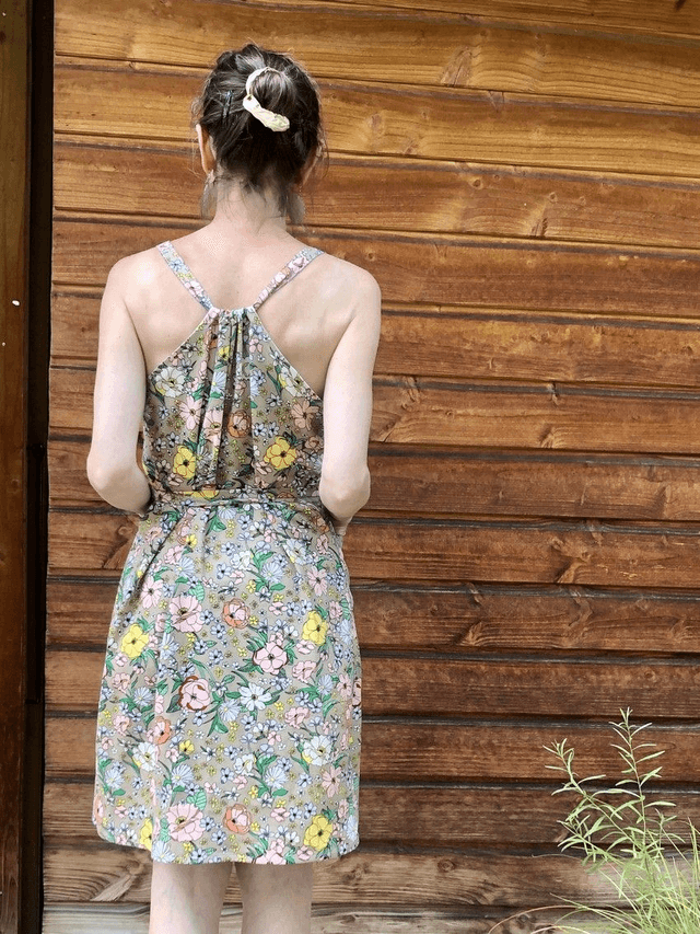 Robe Mikro lin viscose ficelle à fleurs