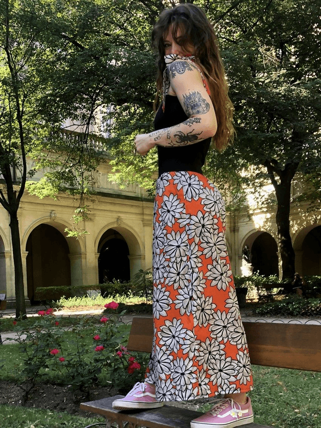 Combi BoQ le froc orange grosses fleurs