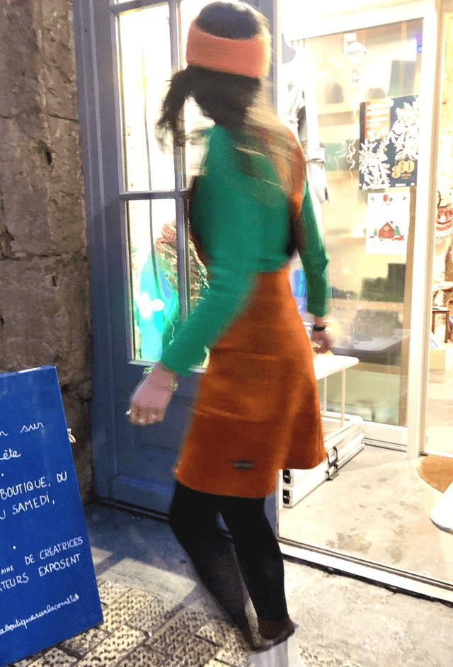  Jupe Salopette jean floqué velours orange