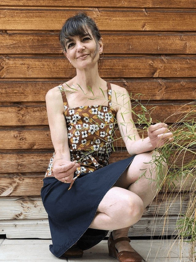 Top MiKro brun fleurs