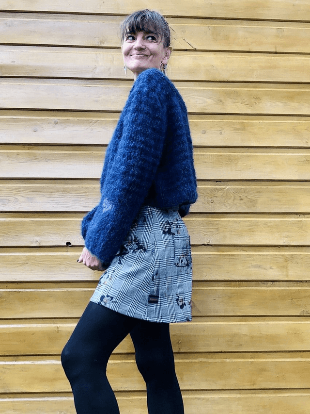 Pull mohair bleu saphir et violet