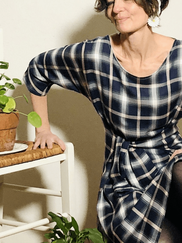 Robe MiKdo viscose carreaux marine