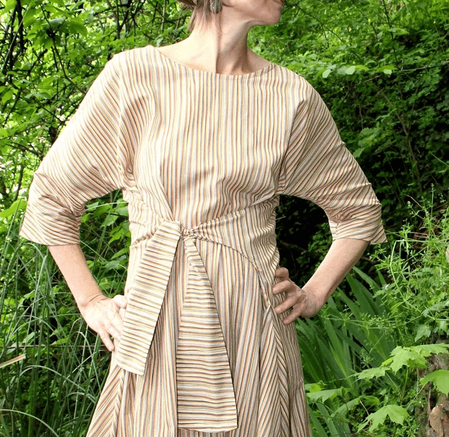 Robe MiKdo coton rayures paille