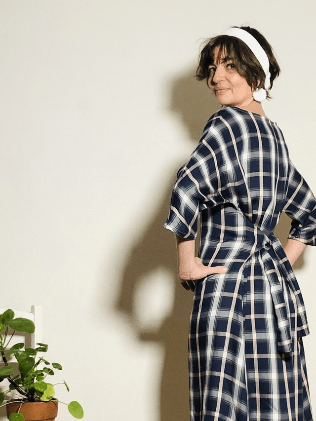 Robe MiKdo viscose carreaux marine