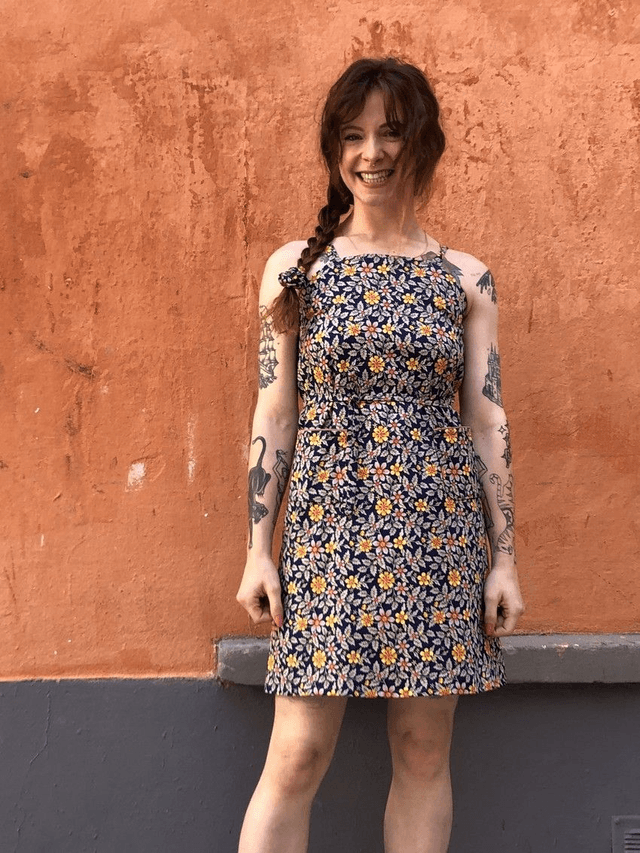 Robe Mikro marine fleurs multico