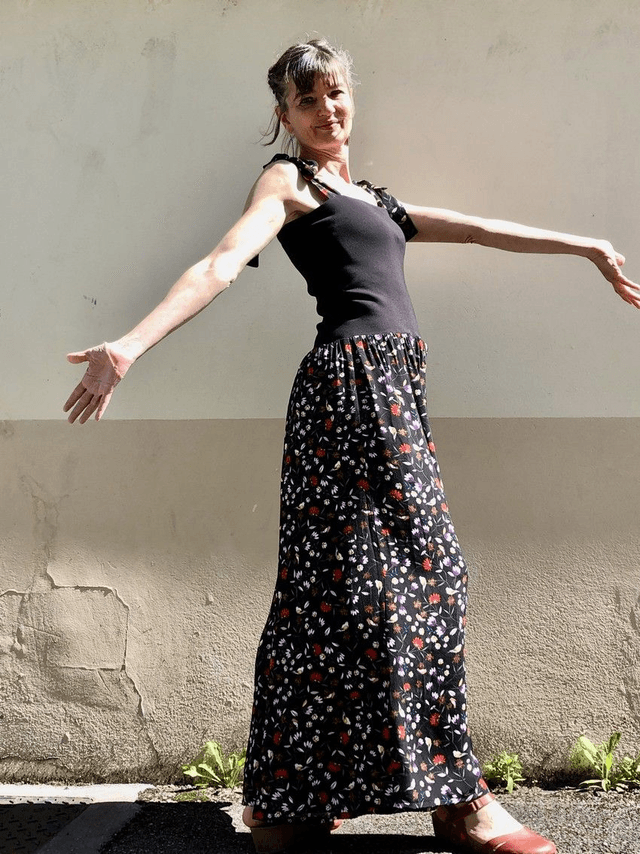 Combi BoQ le froc noir fleurs oiseaux