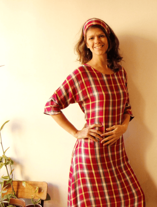 Robe Kdo viscose carreaux fuschia