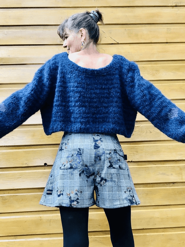 Pull mohair bleu saphir et violet