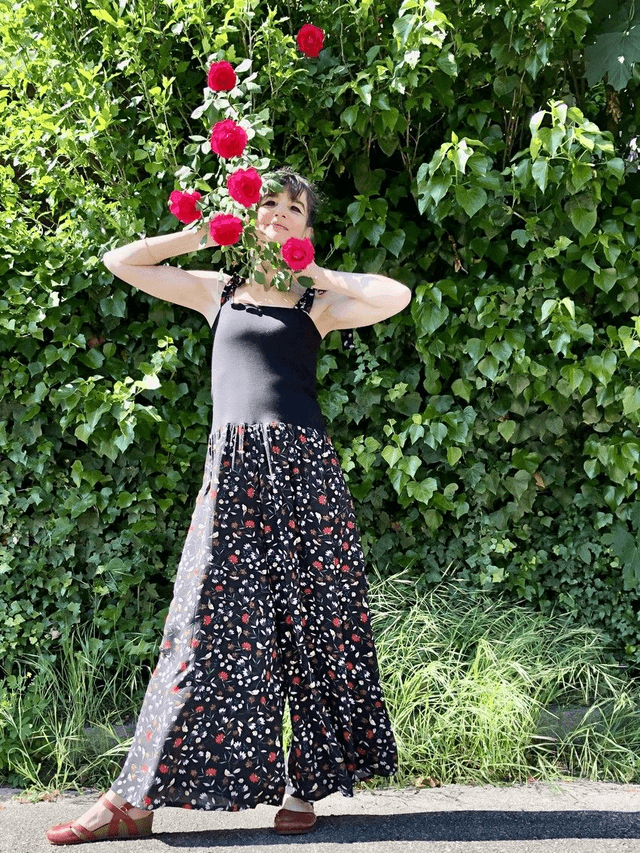 Combi BoQ le froc noir fleurs oiseaux