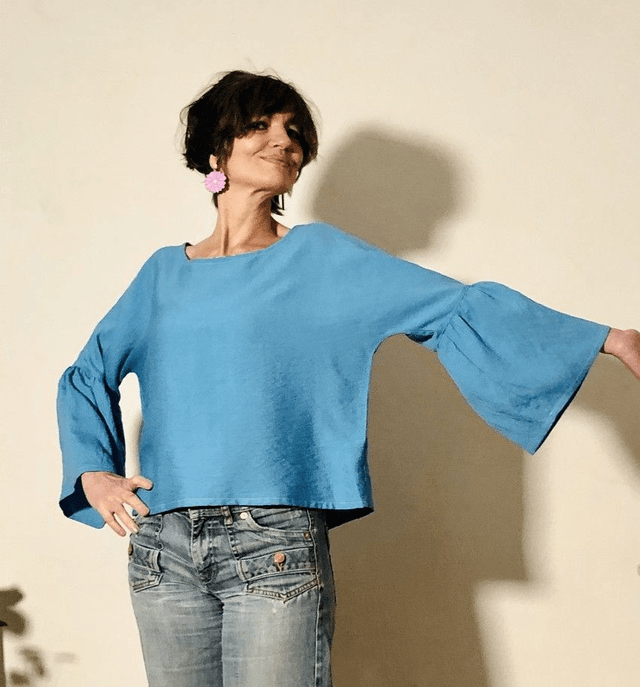 Top  Folk viscose uni ciel