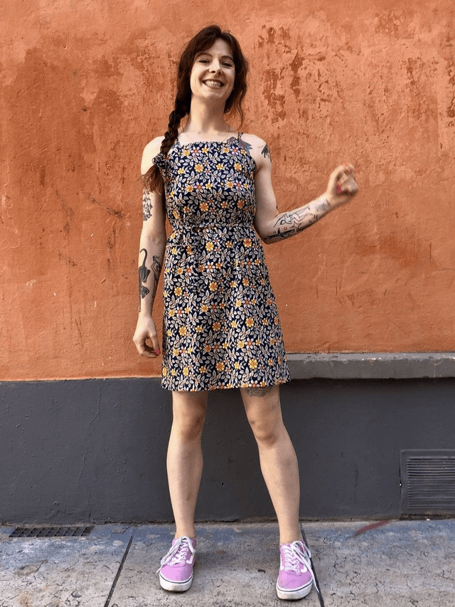 Robe Mikro marine fleurs multico
