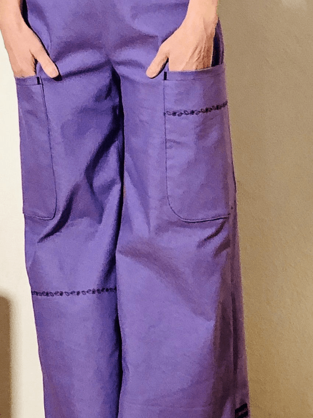 Salopette mauve à boutons  