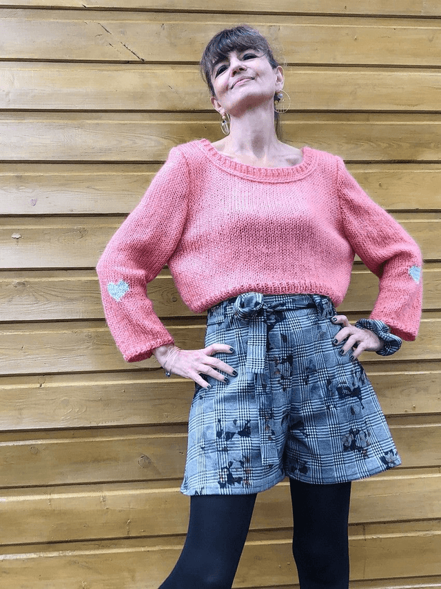 Pull mohair corail et céladon