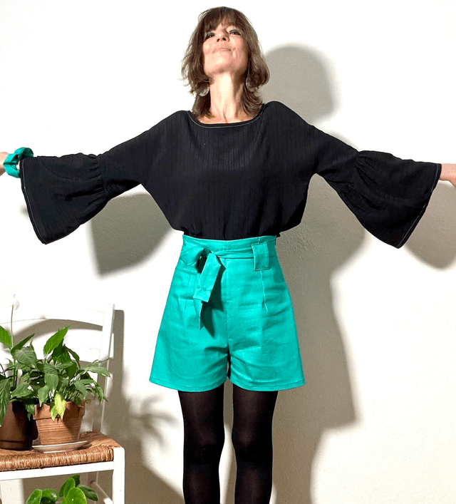 Top  Folk viscose uni noir