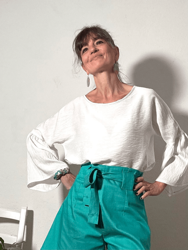 Top  Folk viscose uni blanc