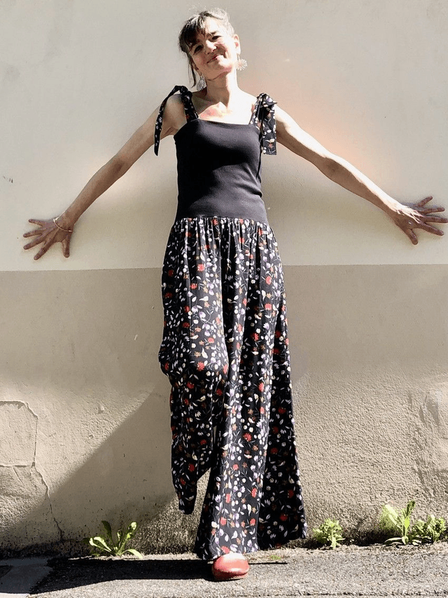 Combi BoQ le froc noir fleurs oiseaux